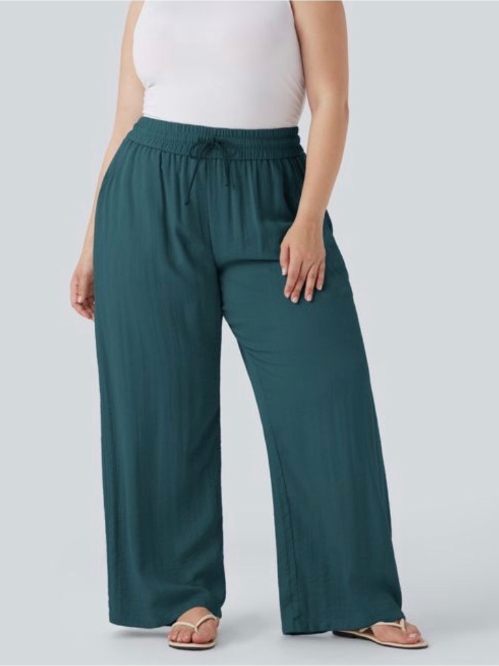 HALARA Teal Wide-Leg Pull-On Pants. 1X. petite. NWT.